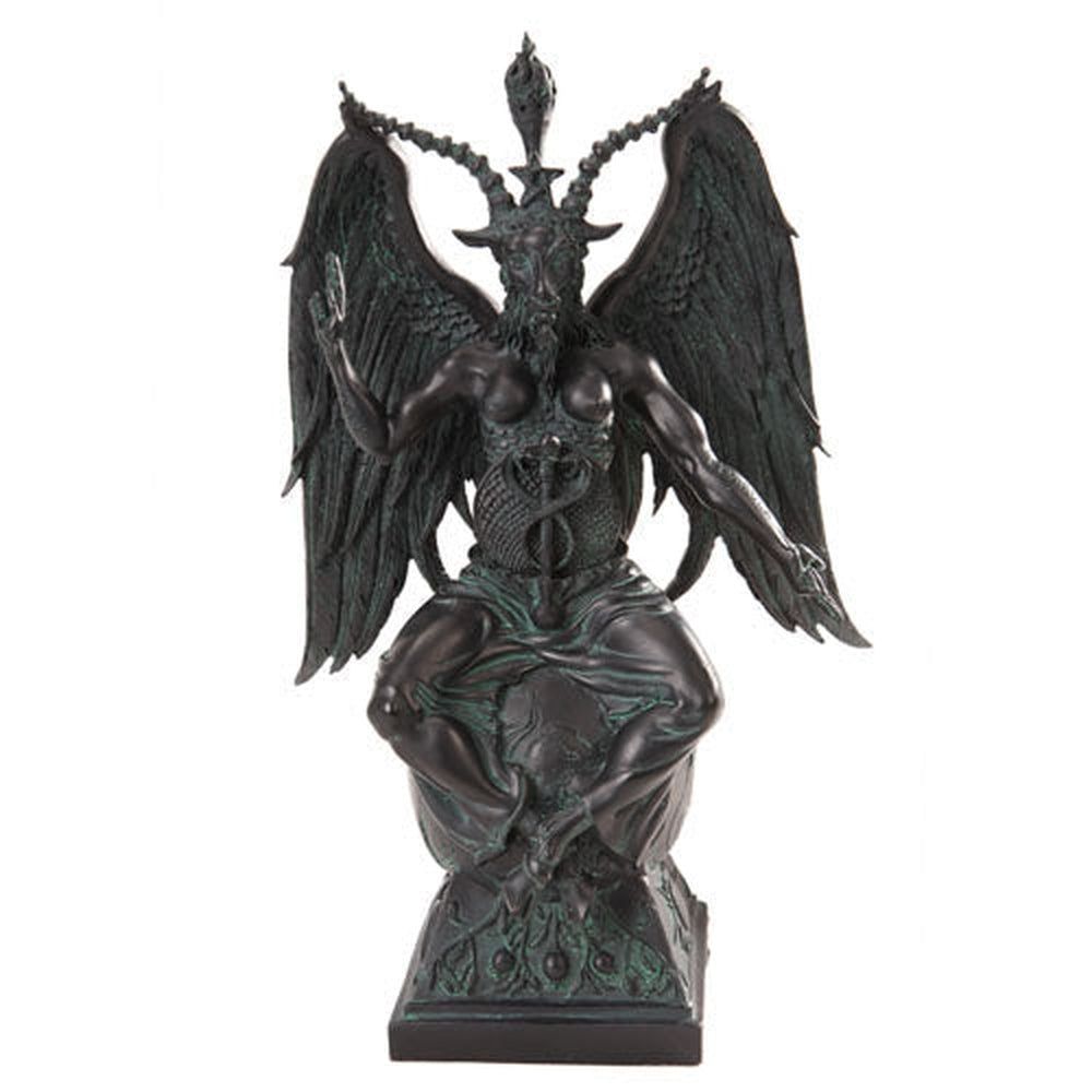 15&quot; Baphomet On Pedestal in Faux Stone Statue, SKU PG-10698, UPC 700317023296