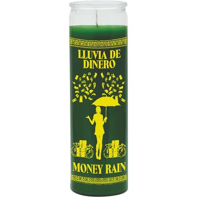 7 Day Glass Candle Money Rain - Green, SKU WP-575-192, UPC 6016019521546