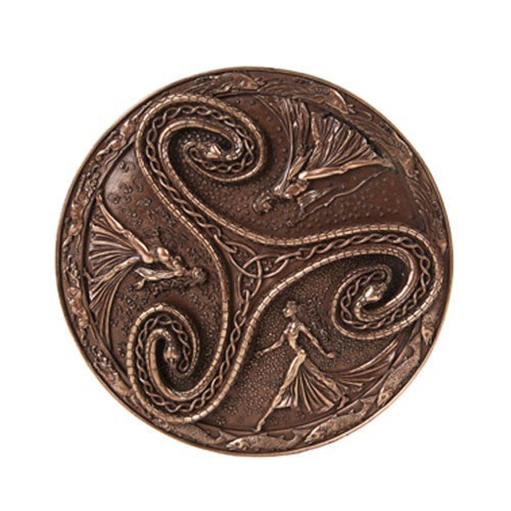 10.75&quot; Triple Goddess Triskelle Plaque in Bronze, SKU PG-10731, UPC 6016001656638