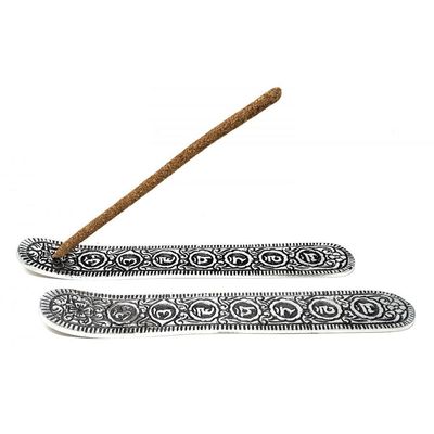 9.5&quot; Aluminum Incense Holder - 7 Chakras, SKU IB04, UPC 700317030997