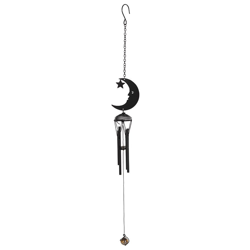 19&quot; Black Crescent Moon Wind Chime, SKU PG-14496, UPC 700317059240