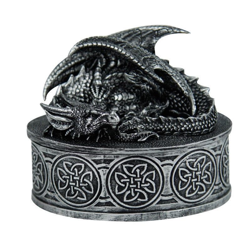 4.75&quot; Round Sleeping Dragon Display Box, SKU PG-11996, UPC 700317074755