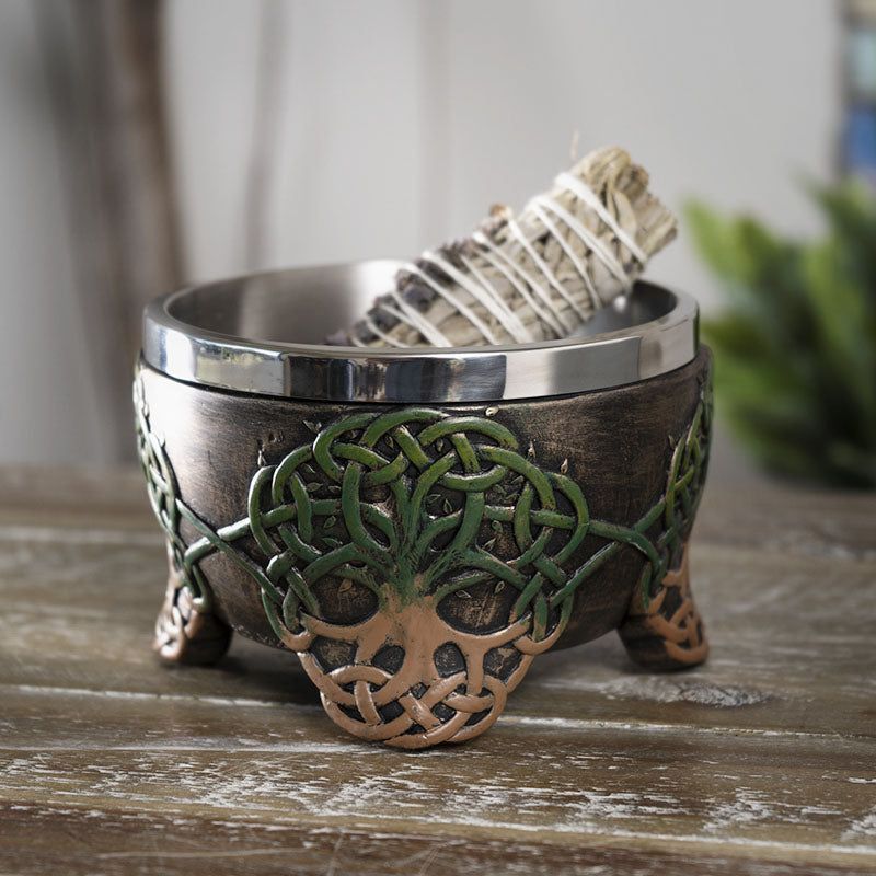 5.25&quot; Tree of Life Smudge Bowl, SKU PG-14956, UPC 700317076476