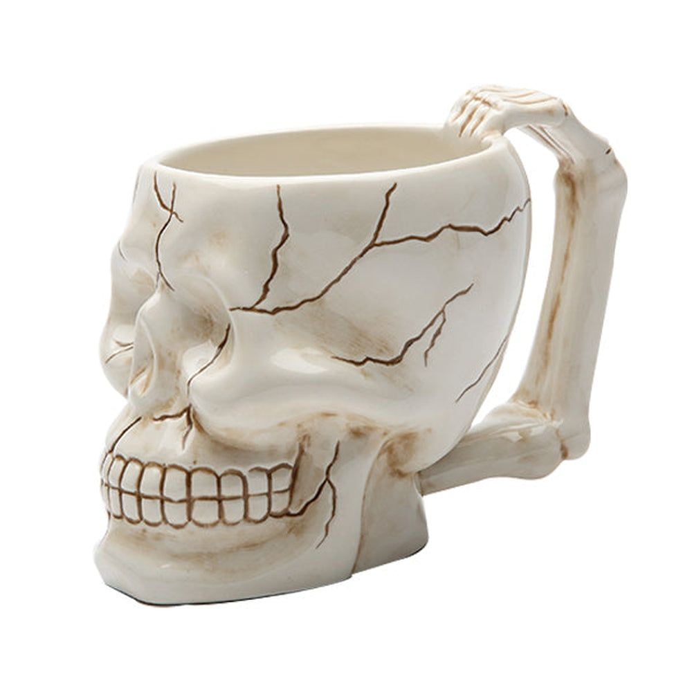 12 oz Ceramic Skull Mug - Bone White, SKU PG-8182, UPC 700317028789