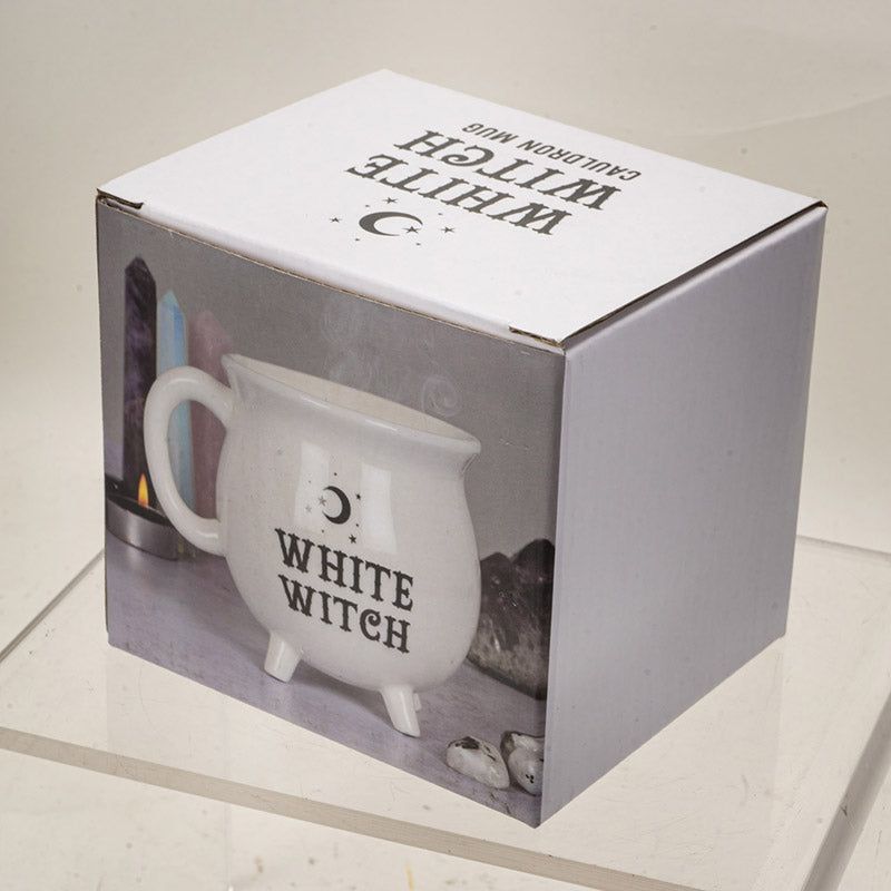 4&quot; Ceramic Mug - White Witch Cauldron, SKU PG-14030, UPC 700317045038