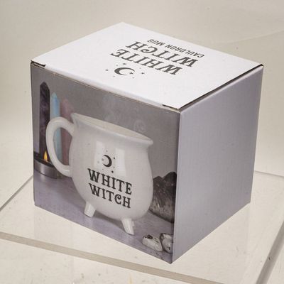 4&quot; Ceramic Mug - White Witch Cauldron, SKU PG-14030, UPC 700317045038