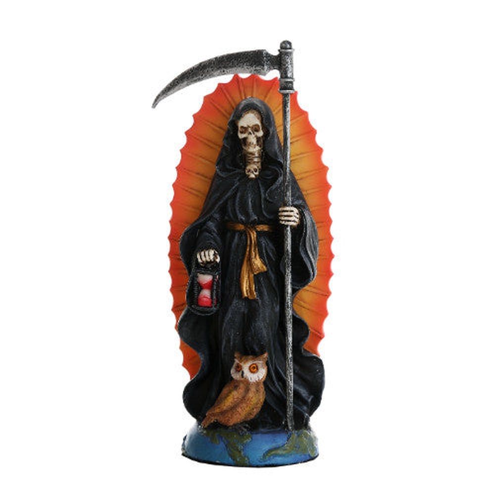 7.25&quot; Santa Muerte Skeleton Statue - Black, SKU PG-11965, UPC 700317051541