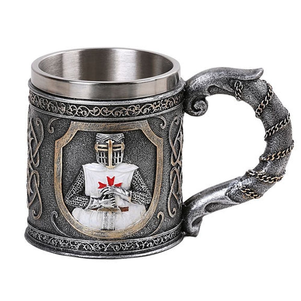 6.2&quot; Stainless Steel Resin Mug - White Knight, SKU PG-13028, UPC 700317045663
