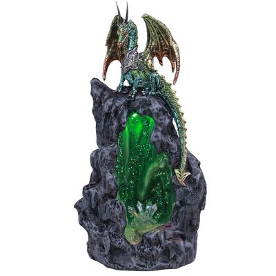 11.4&quot; Green Dragon Cave Backflow Incense Burner with LED Light, SKU PG-13331, UPC 700317047438