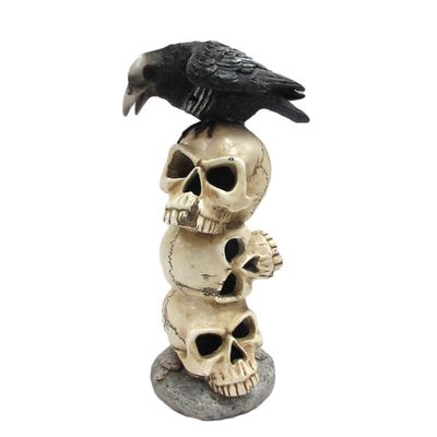 11.75&quot; Raven on Three Skulls Statue, SKU PG-12267, UPC 700317072027