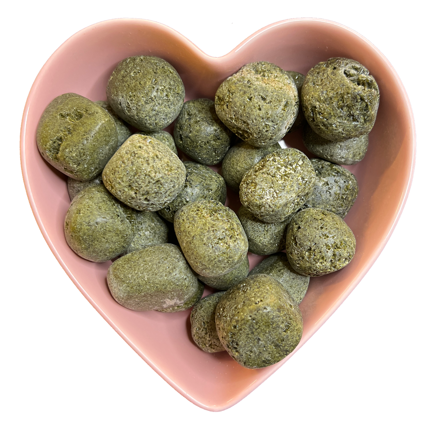 Epidote with Druzy Tumbled Stone Natural Gemstone - One Stone, SKU TR-22, UPC 6016002863806