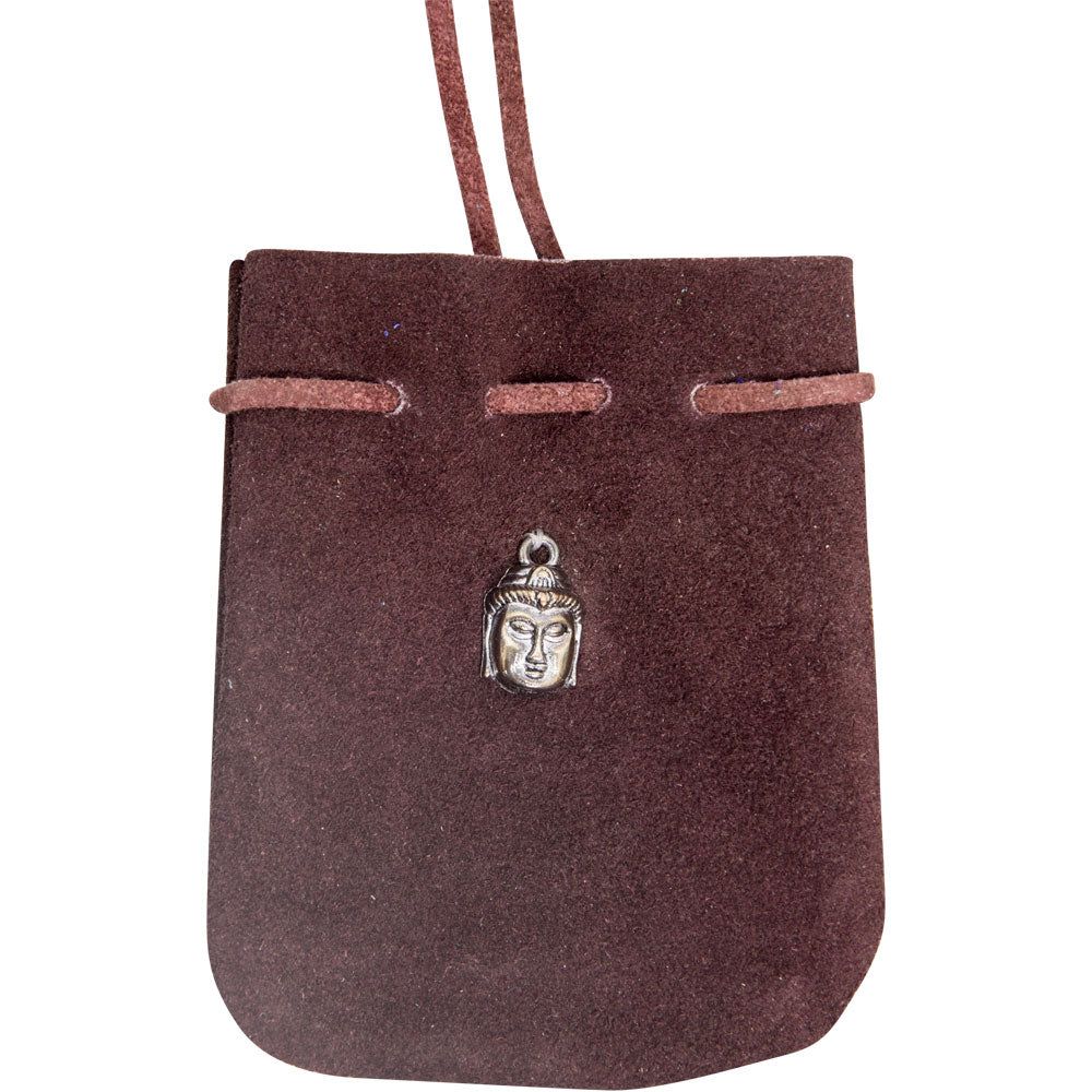2.5&quot; x 3.5&quot; Suede Pouch Rounded with Strap - Brown Buddha, SKU KH-60162, UPC 700317246237
