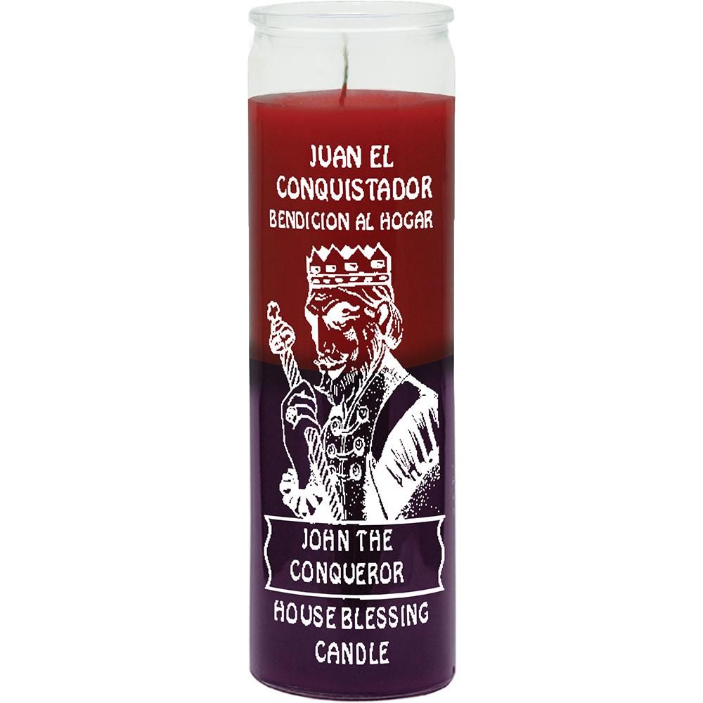 7 Day Glass Candle 2 Color John The Conqueror House Blessing - Red / Purple, SKU WP-576-346, UPC 60…