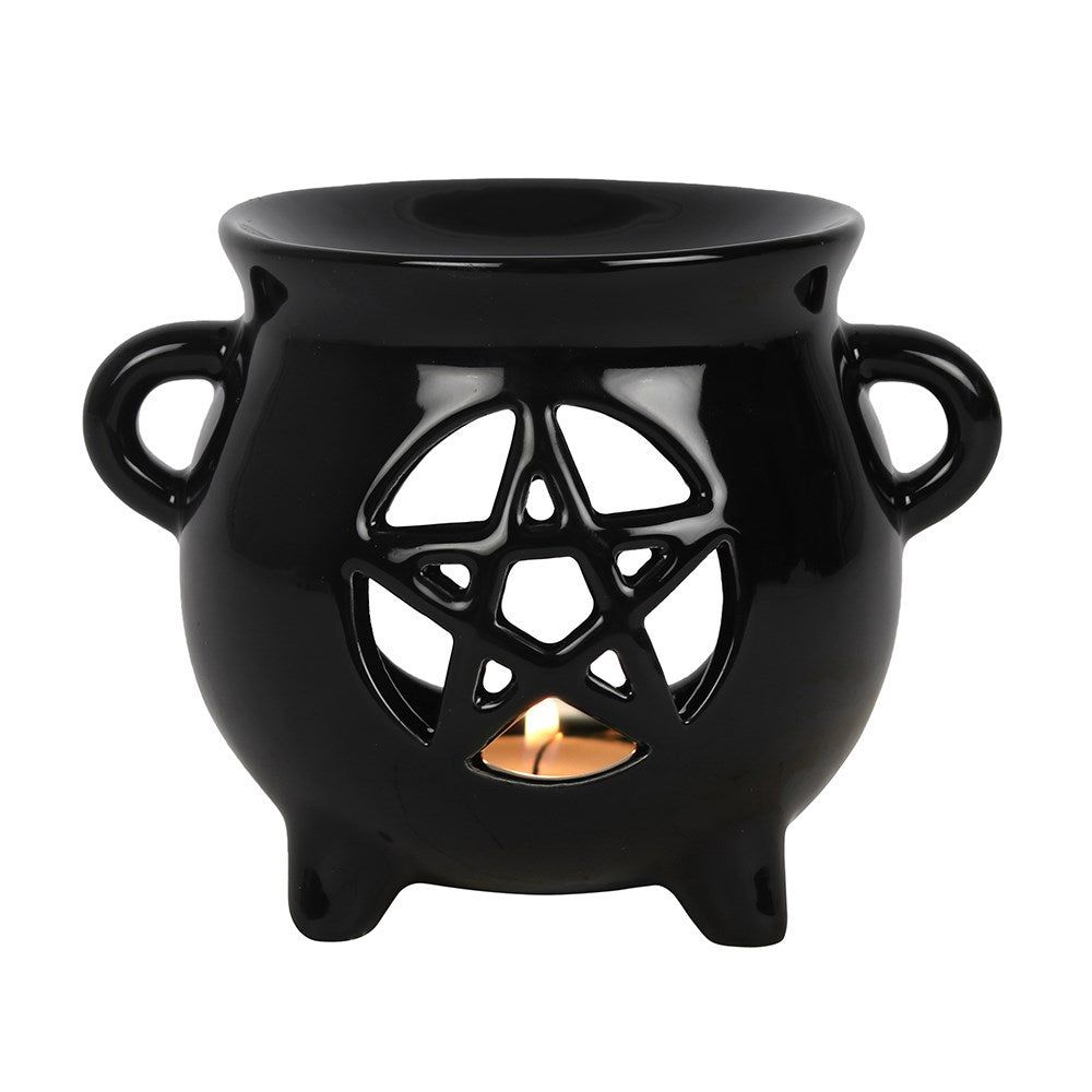 5&quot; Ceramic Oil Burner - Pentacle Cauldron, SKU PG-14805, UPC 700317029038