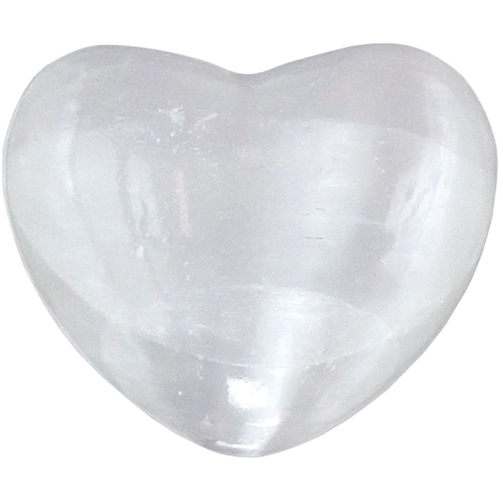 1.5&quot; Puffed Gemstone Heart - Selenite, SKU KH-63106, UPC 700317117315