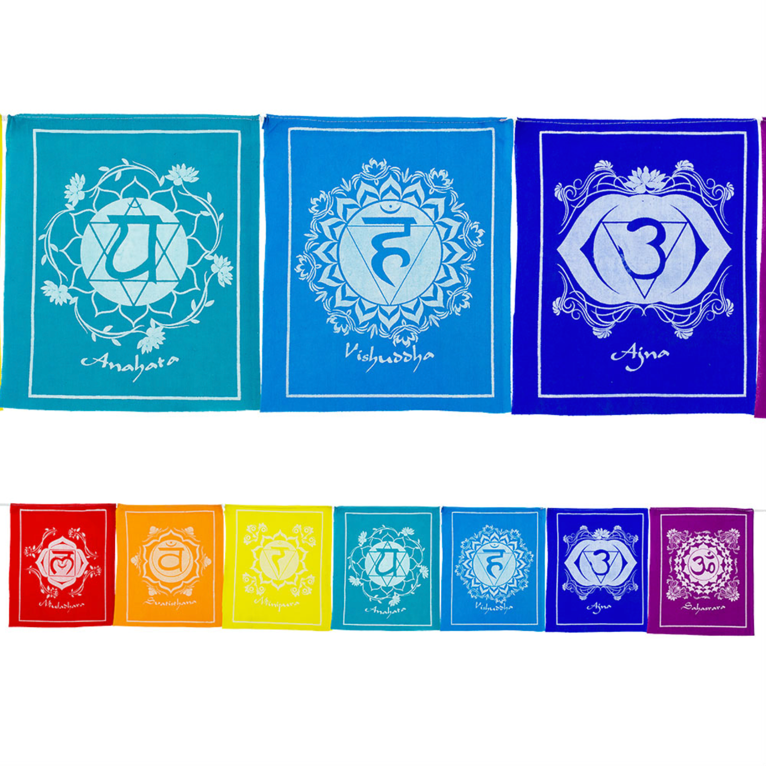 56&quot; Tibetan Prayer Flags - Chakras, SKU KH-57481, UPC 700317117599