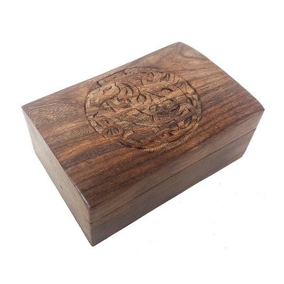 4&quot; x 6&quot; Carved Wood Box with Latch - Celtic Horse, SKU B46CELA, UPC 6016002733727