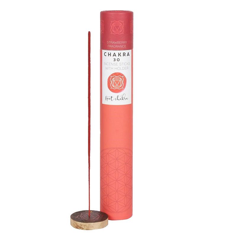 Chakra Incense Sticks with Holder - Root - Strawberry (30 Sticks), SKU PG-13967, UPC 700317075592