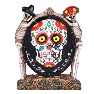 6.25&quot; Day of the Dead Skull Clock, SKU PG-13466, UPC 700317110255