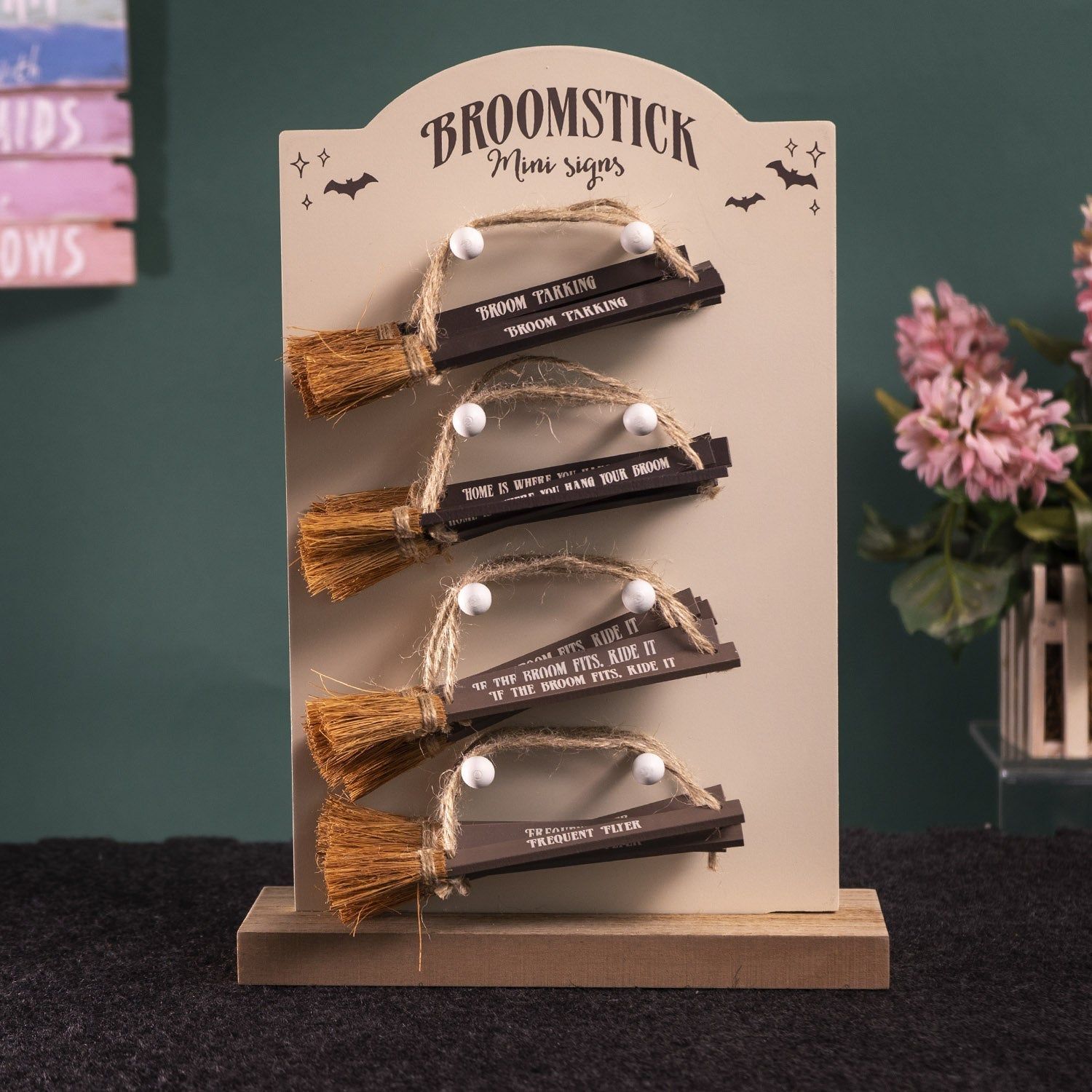 Broomstick Mini Signs with Display (Display Case of 24), SKU PG-15314, UPC 700317293712