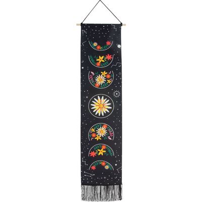 50&quot; Linen Banner with Fringe - Floral Moon Phases, SKU KH-57652, UPC 700317128250