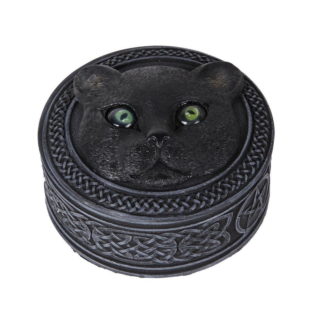 4&quot; Black Cat Trinket Box with Rolling Eyes, SKU PG-12247, UPC