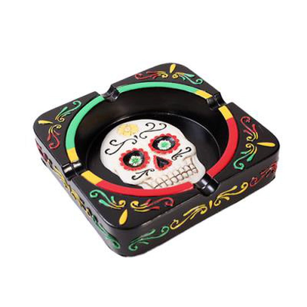 4.5&quot; Day of the Dead Ashtray - Square Sugar Skull, SKU PG-10893, UPC 700317038313