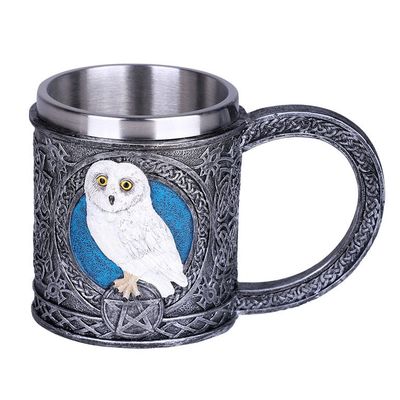 5.5&quot; Stainless Steel Resin Mug - Owl, SKU PG-13271, UPC 700317045700