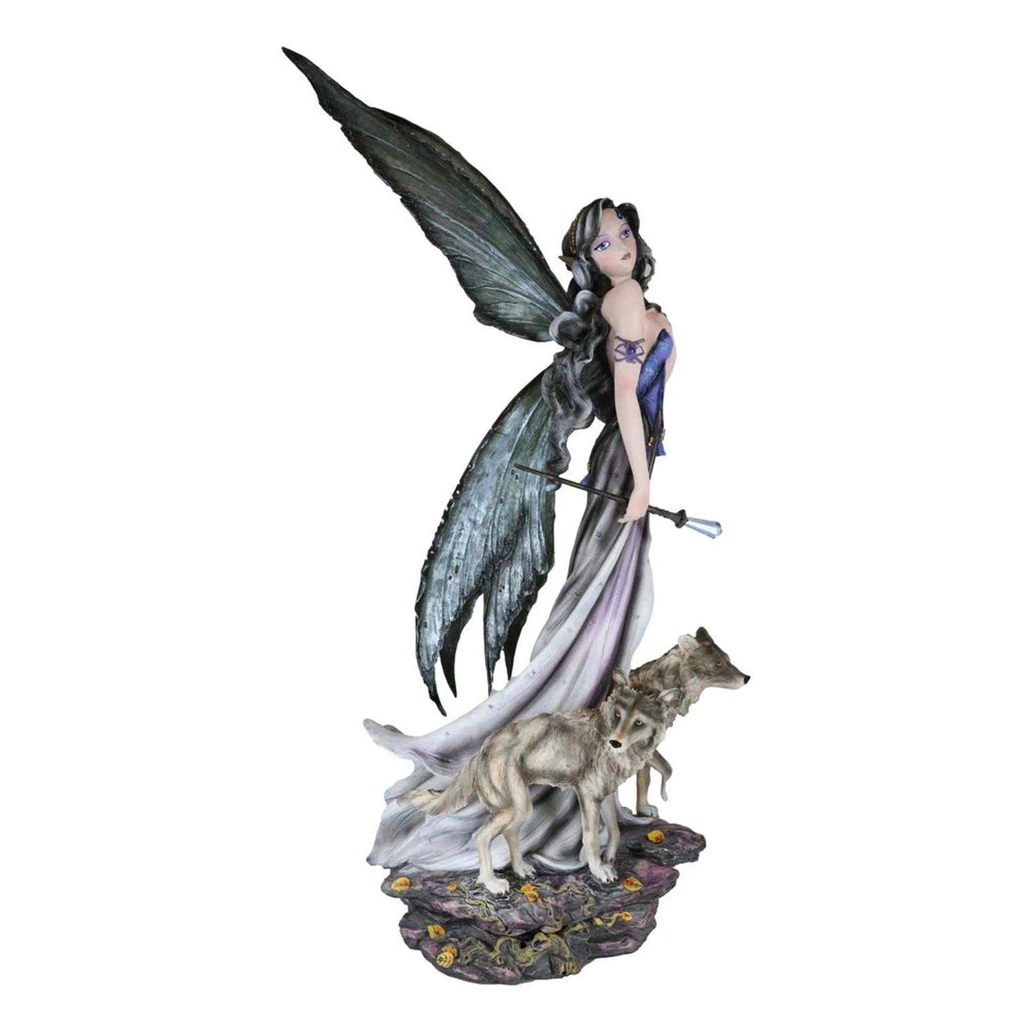 27.5&quot; Fairy Statue - Fairy with Wolves, SKU PG-10453, UPC 7 26549 10453 4