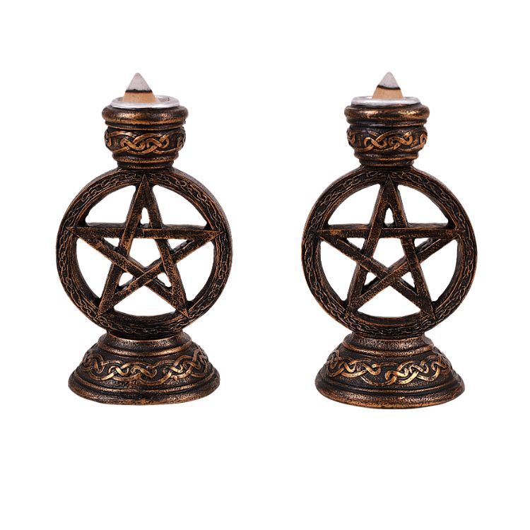 4.75&quot; Wiccan Pentagram Candle or Cone Holder (Set of 2), SKU PG-13520, UPC 700317023944
