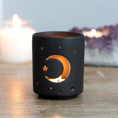 2.75&quot; Mystical Moon Tealight Candle Holder, SKU PG-14041, UPC 700317058793