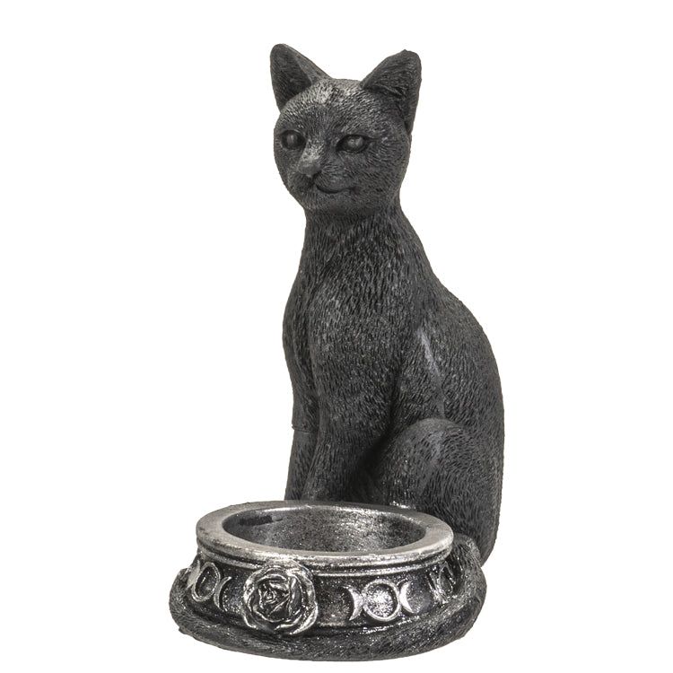 4.7&quot; Black Cat Tealight Candle Holder, SKU PG-14650, UPC 700317071372