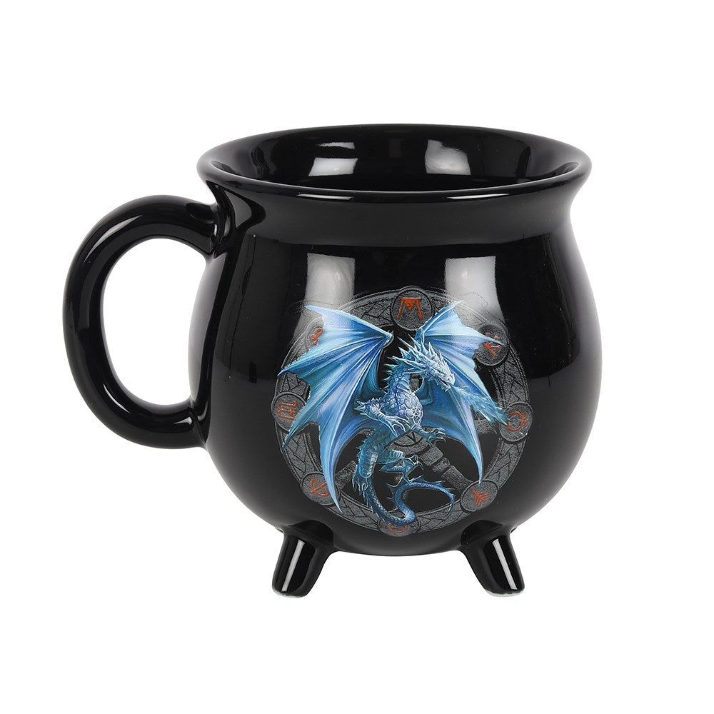 16 oz Anne Stokes Ceramic Color Changing Cauldron Mug - Yule Dragon, SKU PG-15011, UPC 700317071143