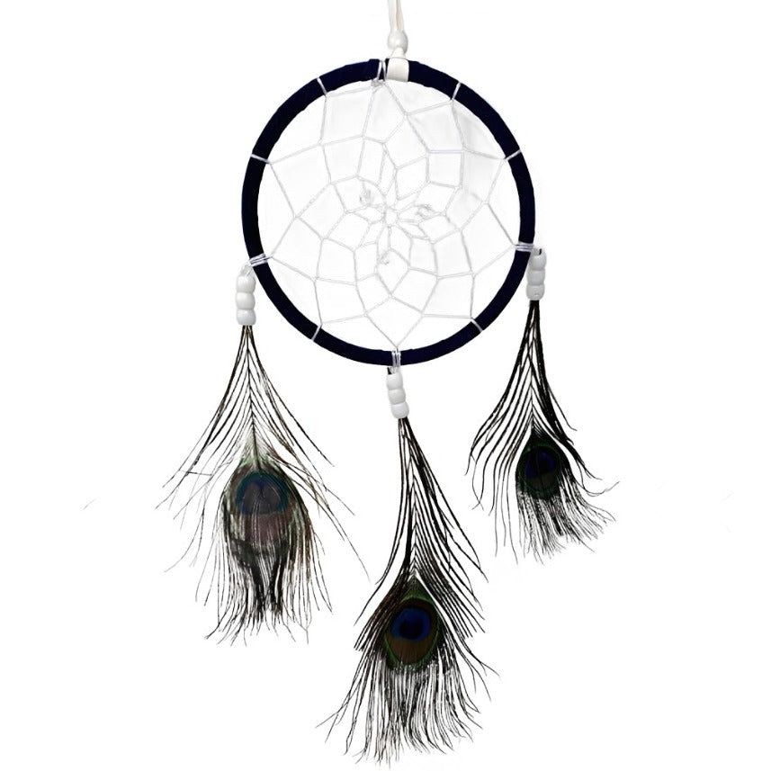 4.5&quot; Dream Catcher - Peacock Feathers, SKU DC282-PK, UPC 6016017340316