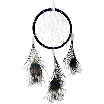 4.5&quot; Dream Catcher - Peacock Feathers, SKU DC282-PK, UPC 6016017340316