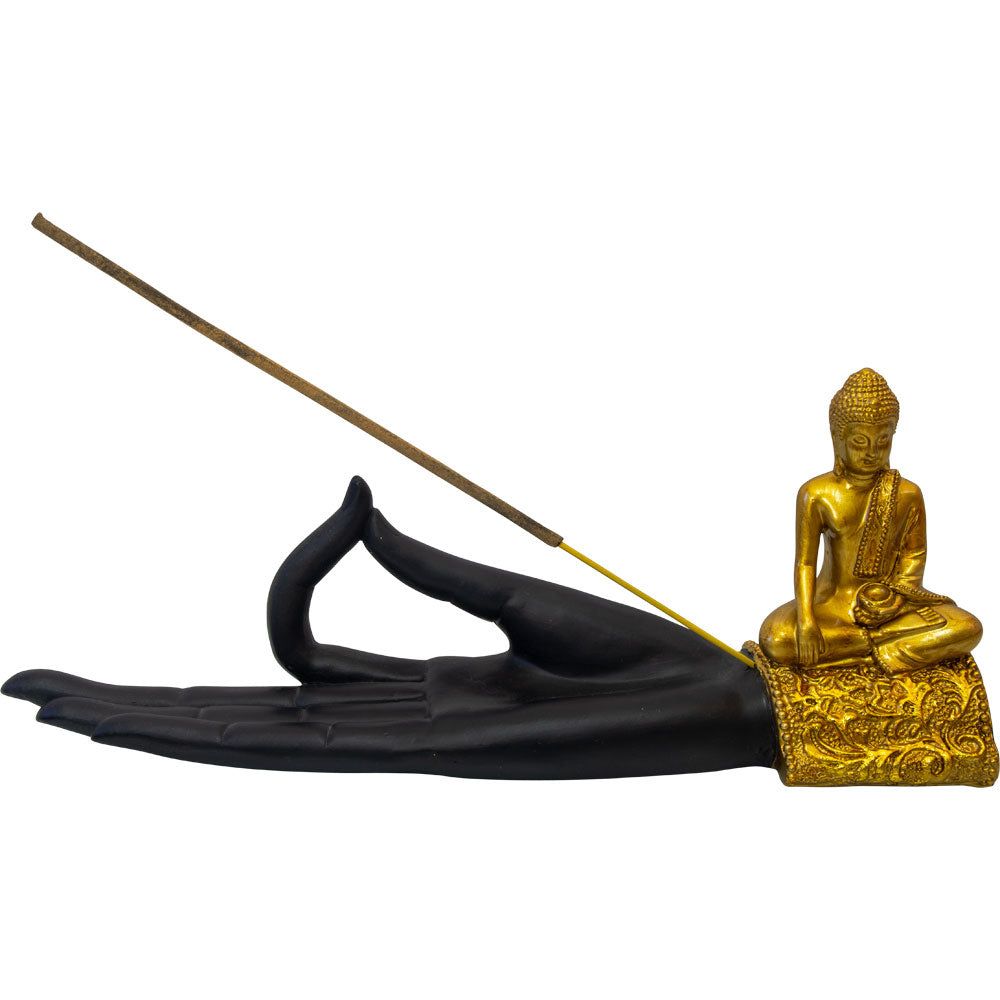 9.5&quot; Polyresin Incense Holder - Buddha Mudra Hand, SKU KH-89719, UPC 700317066774