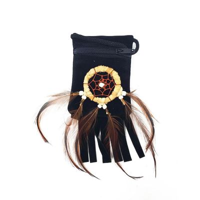 2&quot; x 3&quot; Black Dream Catcher Velvet Bag, SKU DC-Bag-BLACK, UPC 6016008650691
