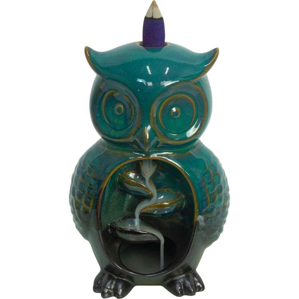6.5&quot; Ceramic Backflow Incense Burner - Owl, SKU KH-89707, UPC 700317032700