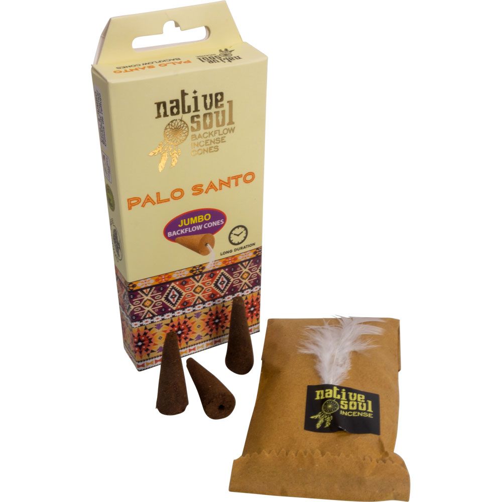 Green Tree Native Soul Jumbo Backflow Cones - Palo Santo (Pack of 8), SKU KH-73106-D12, UPC 7003171…
