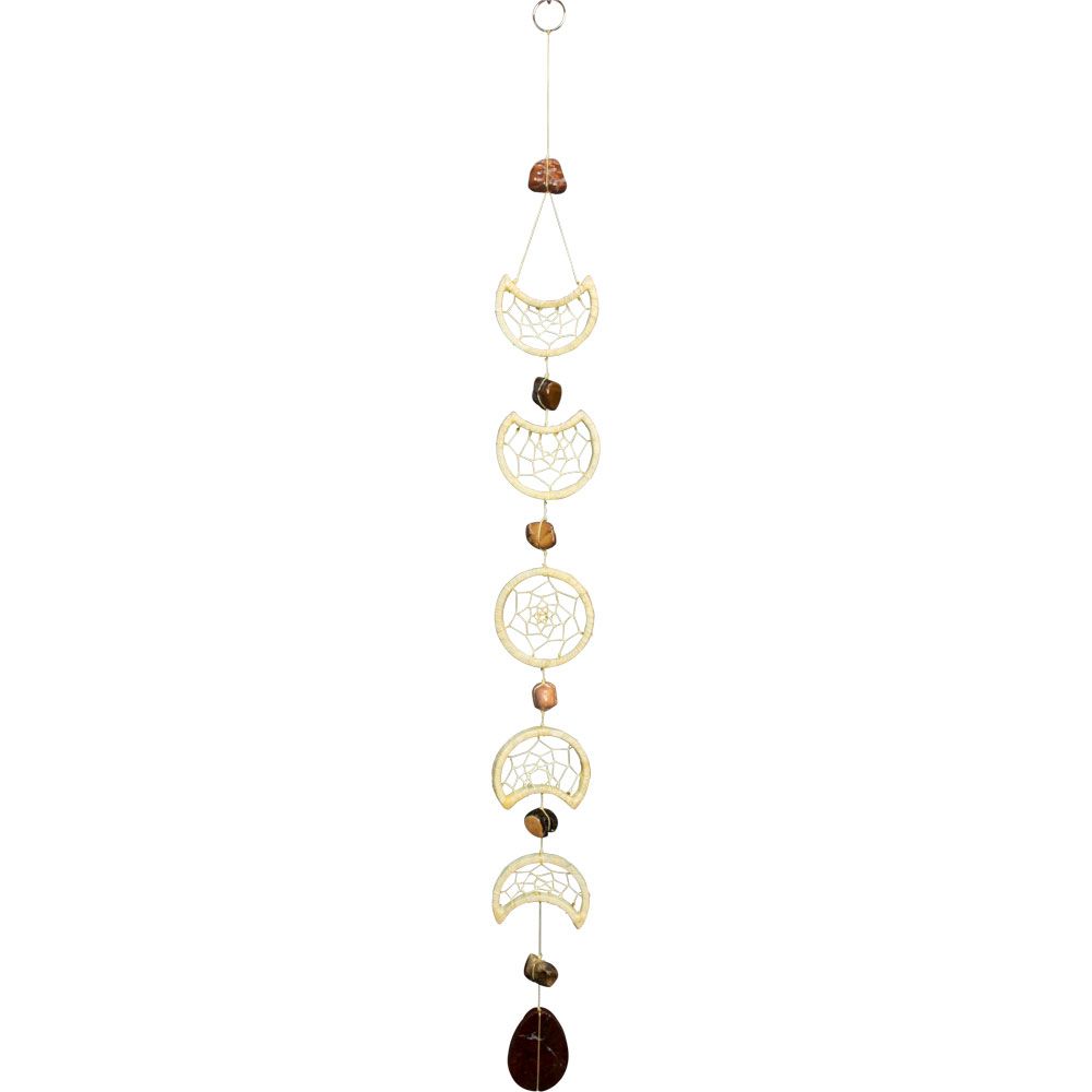 25&quot; Dream Catcher - Natural Moon Phases with Assorted Stones, SKU KH-30270, UPC 700317068358