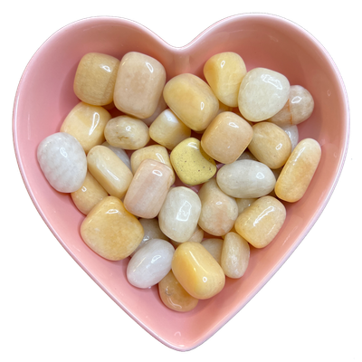 Yellow Calcite Tumbled Stone Natural Gemstone - One Stone, SKU TR-19, UPC 700317014713