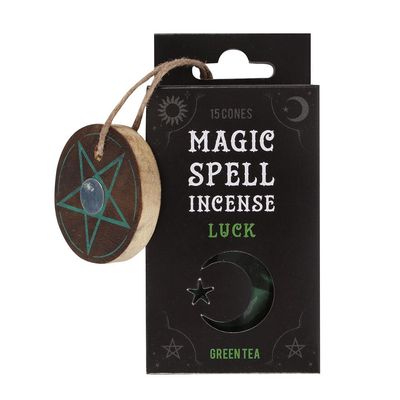 Magic Spell Incense Cones - Luck - Green Tea (Pack of 15), SKU PG-14599, UPC 700317055563