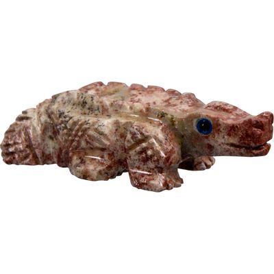 1.25&quot; Dolomite Spirit Animal Carving - Crocodile, SKU KH-33662-D5, UPC 700317246374