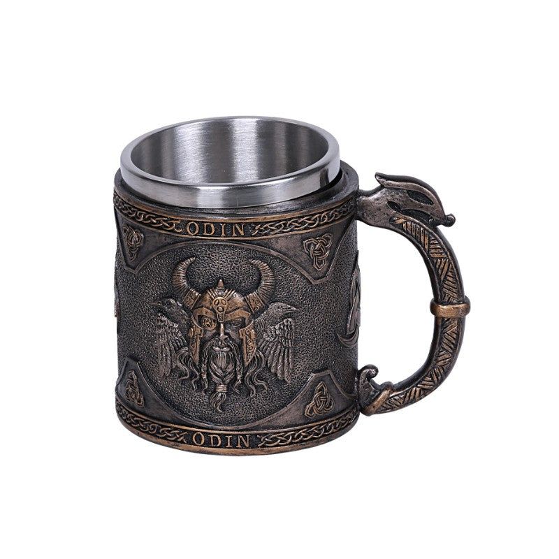 5.75&quot; Stainless Steel Resin Mug - Odin, SKU PG-12793, UPC 700317045564