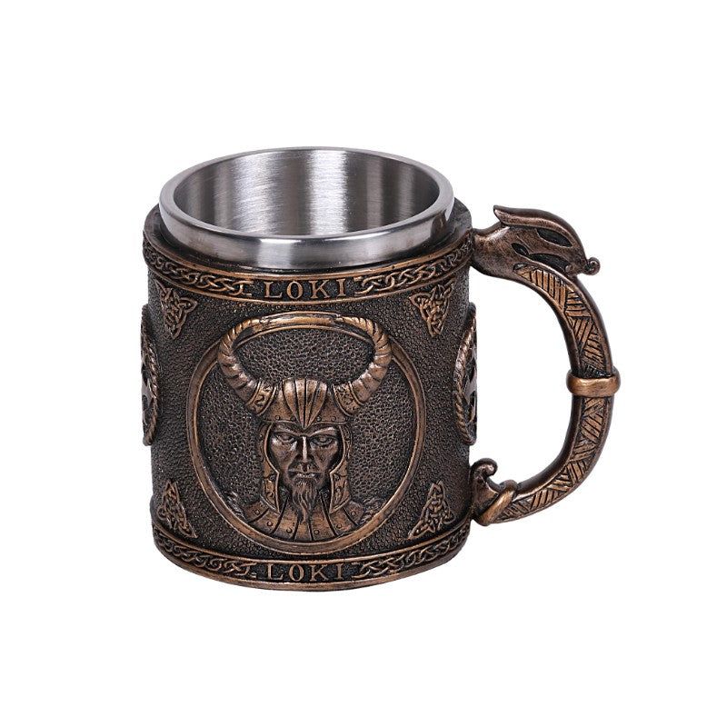 5.75&quot; Stainless Steel Resin Mug - Loki, SKU PG-12792, UPC 700317045557