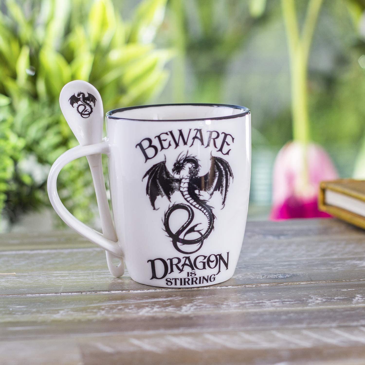 13 oz Ceramic Mug and Spoon Set - Beware Dragon Is Stirring, SKU PG-14023, UPC 700317028697