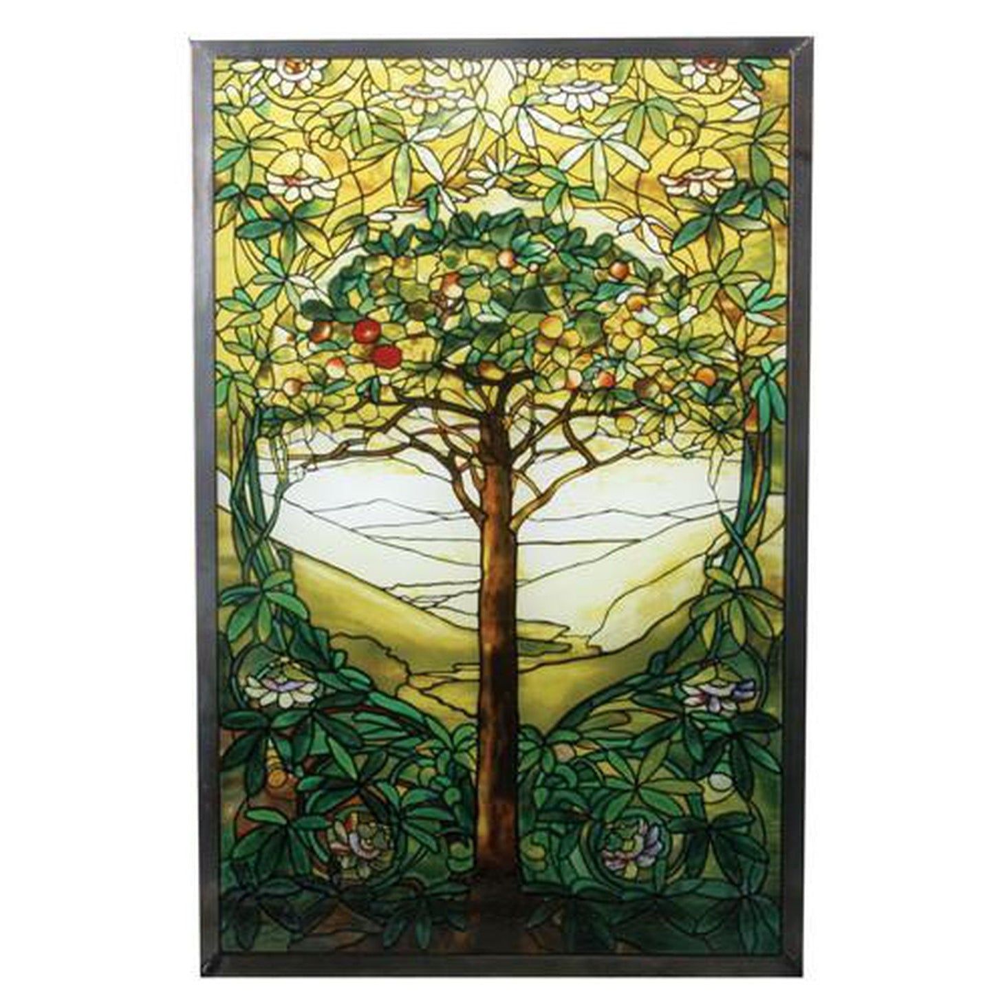 10&quot; x 6.5&quot; Tiffany Tree of Life Stained Glass Panel, SKU PG-Y8321, UPC 700317295198