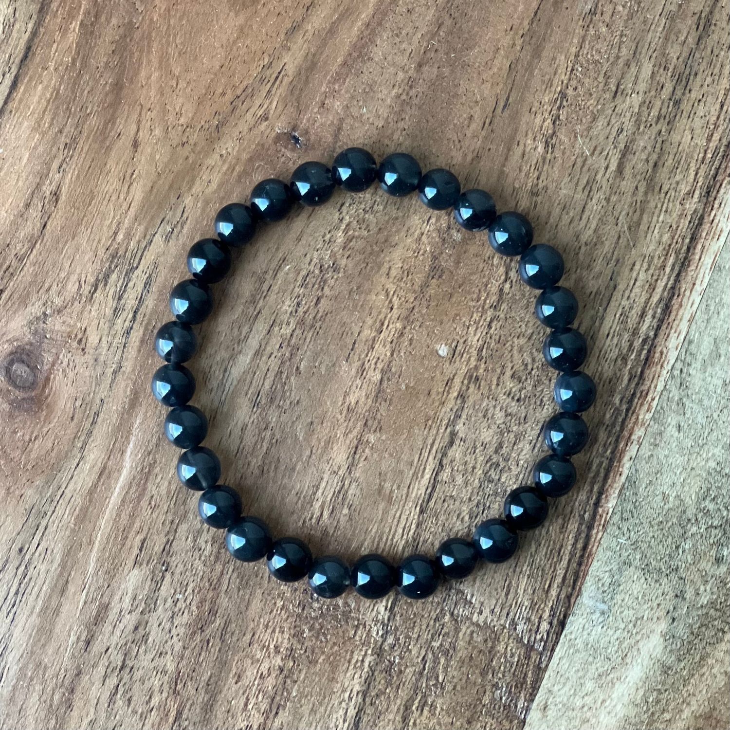 8 mm Elastic Bracelet Round Beads - Indonesian Tektite, SKU 30438559, UPC 700317026303