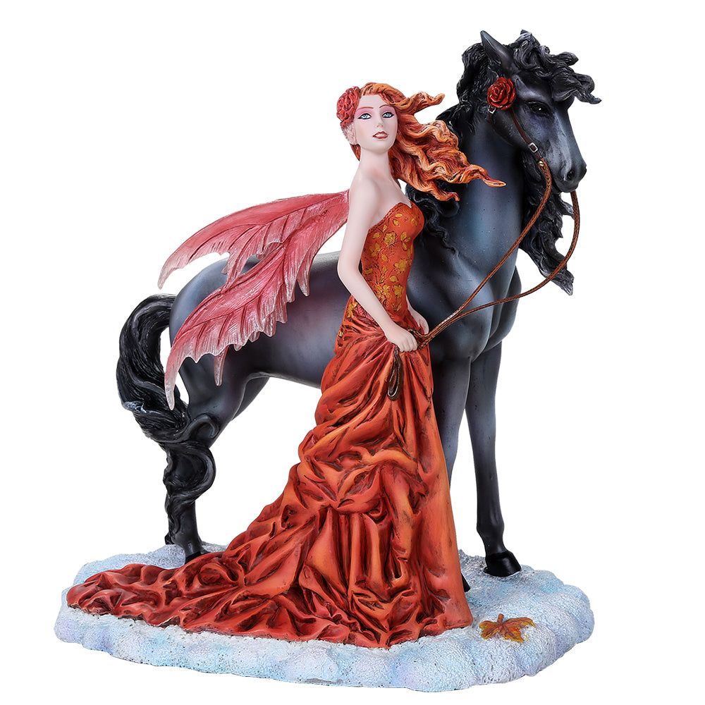 9.63&quot; Fairy Statue - Echoes Fairy with Black Horse, SKU PG-12498, UPC 700317295266