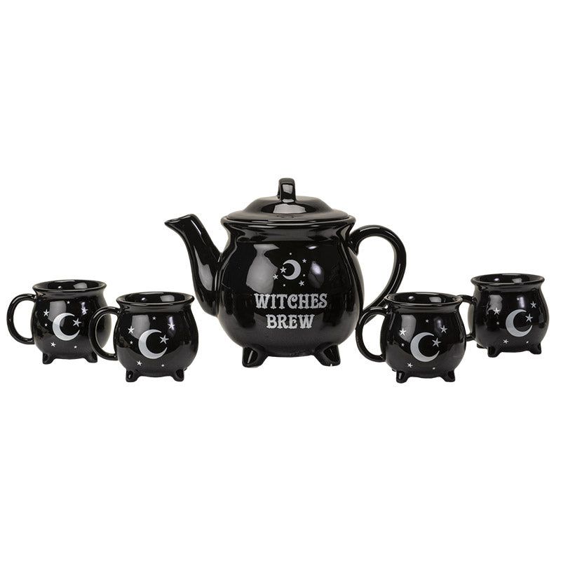 Witches Brew Ceramic Tea Pot with Mugs (Set of 5), SKU PG-14261, UPC 700317120889